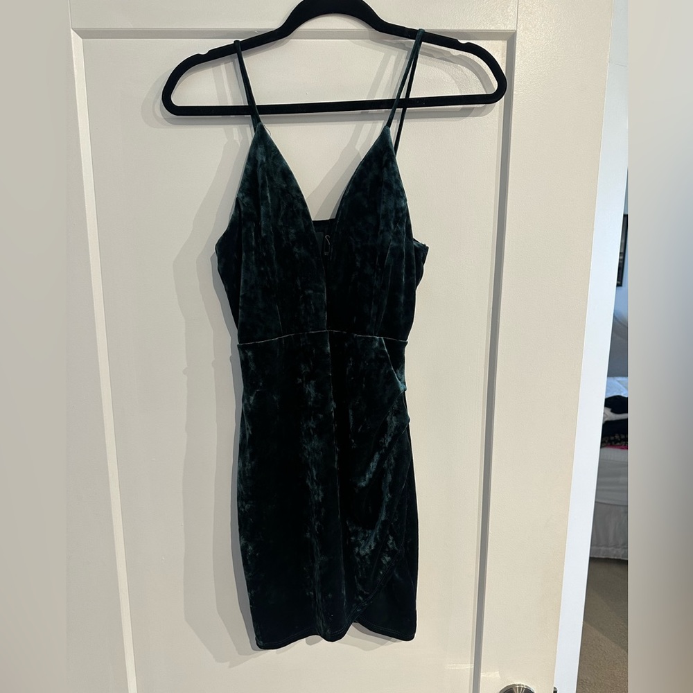 Army green velvet Windsor dress